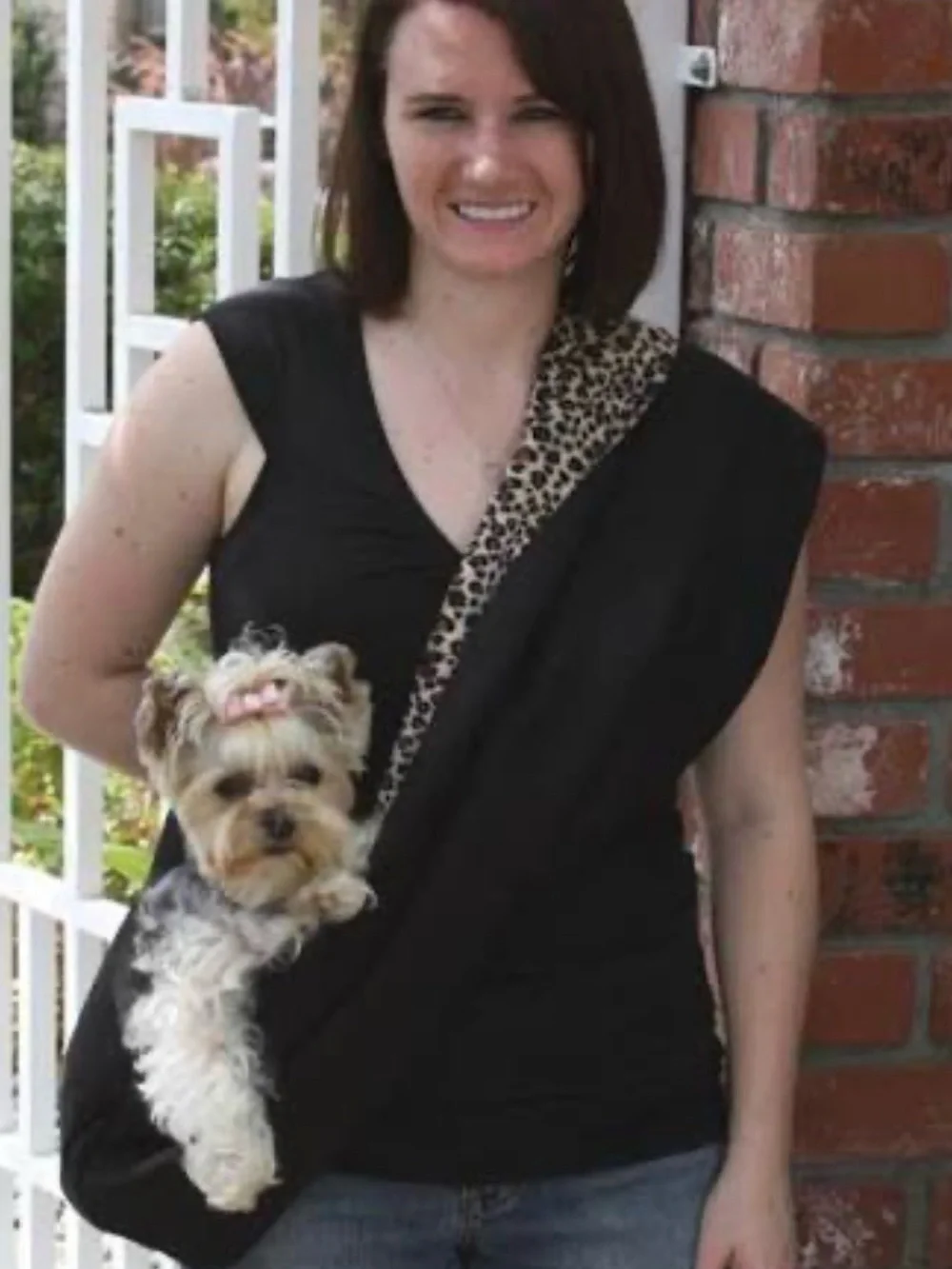 Susan Lanci Black Pet Sling in Suede
